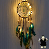 LARGE BROWN AND TURQUOISE LED LIGHT UP DREAM CATCHER