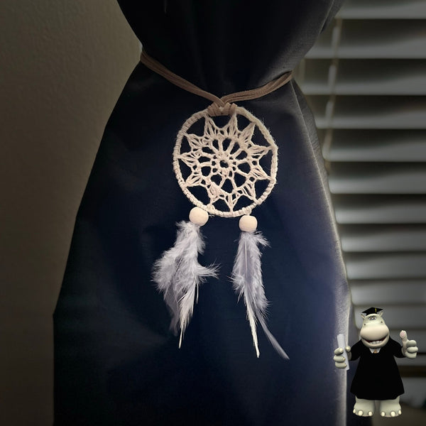 GREY CURTAIN TIE EMBROIDERED DREAM CATCHER