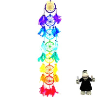 LONG 7 RING MULTICOLOURED COLOURFUL RAINBOW CHAKRA DREAM CATCHER