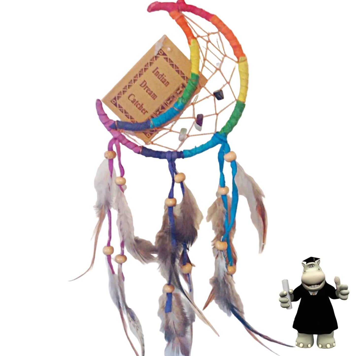 MULTICOLOURED MOON SHAPED DREAM CATCHER - Smart Hippo