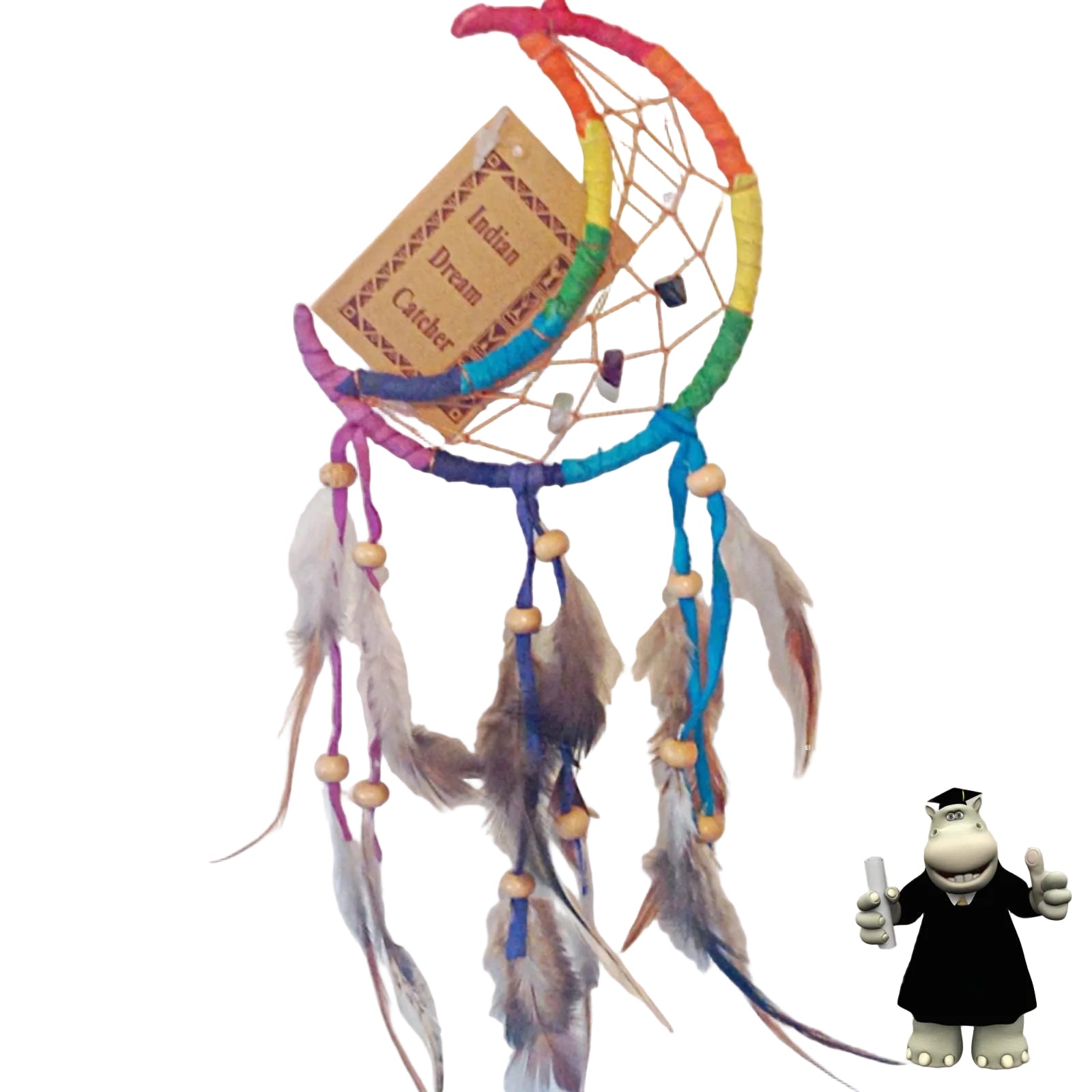 MULTICOLOURED MOON SHAPED DREAM CATCHER - Smart Hippo