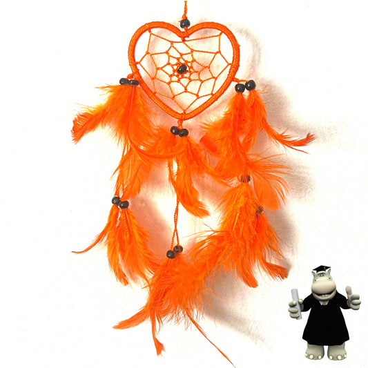 SMALL ORANGE HEART DREAM CATCHER