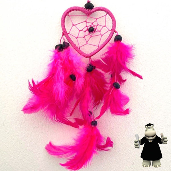 SMALL PINK HEART SHAPED DREAM CATCHER