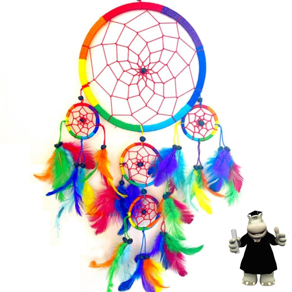 LARGE MULTICOLOURED RAINBOW ROUND DREAM CATCHER