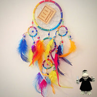 MULTICOLOURED RAINBOW ROUND DREAM CATCHER SILVER BEADS - Smart Hippo