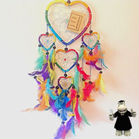 BRIGHT MULTI COLOURED COLOURFUL RAINBOW HEART SHAPED DREAM CATCHER - Smart Hippo