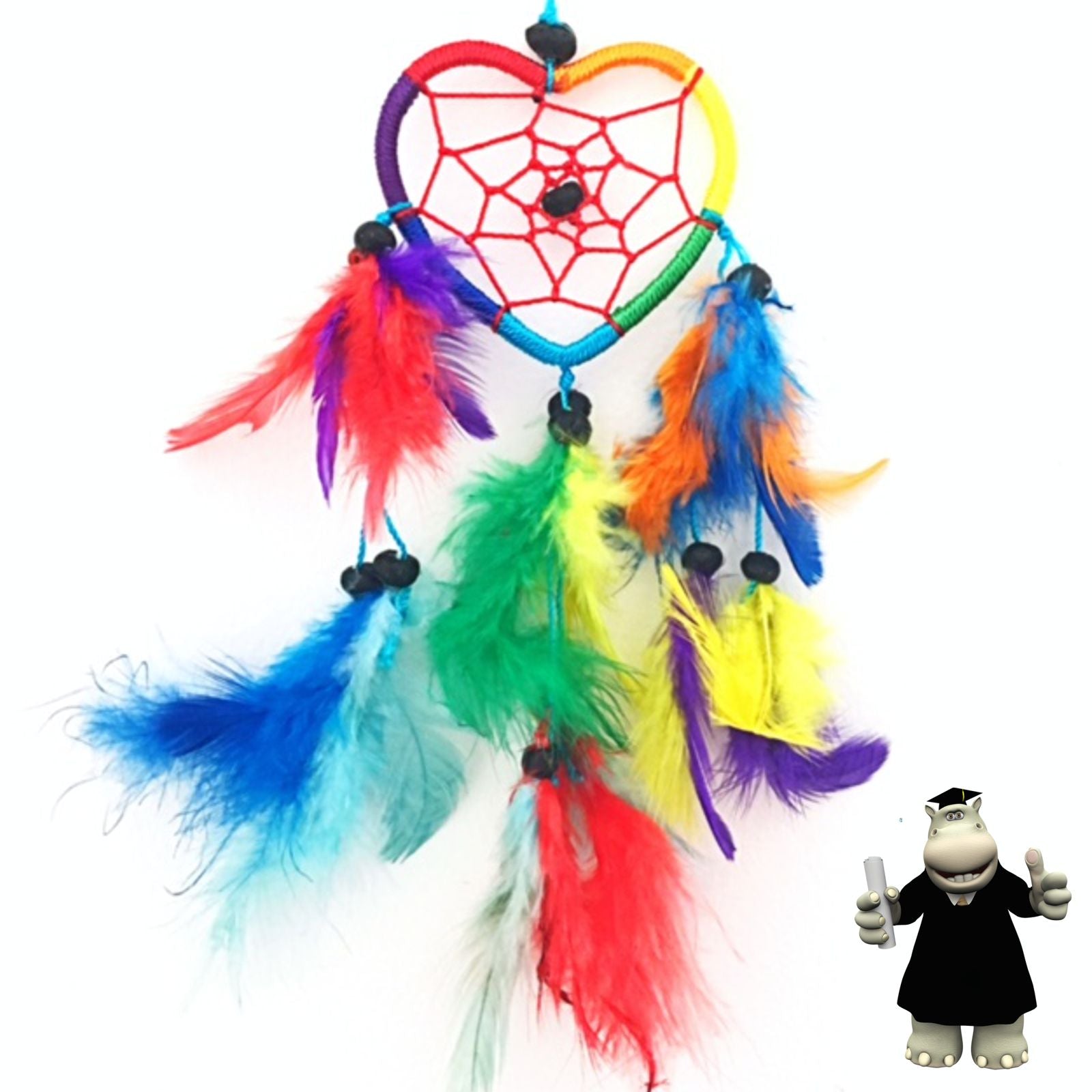 SMALL MULTICOLOURED RAINBOW HEART DREAM CATCHER - Smart Hippo