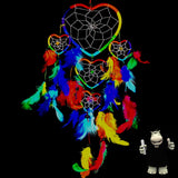 MULTICOLOURED HEART SHAPED DREAM CATCHER WITH BLACK BEADS