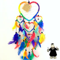 MULTICOLOURED HEART SHAPED DREAM CATCHER WITH BLACK BEADS