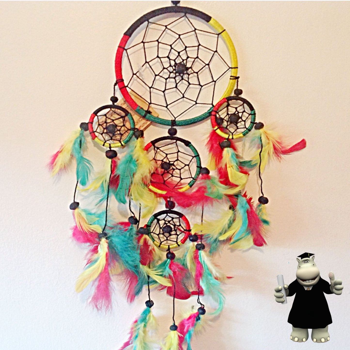 MULTICOLOURED RASTA ROUND DREAM CATCHER - Smart Hippo