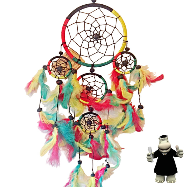 MULTICOLOURED RASTA ROUND DREAM CATCHER - Smart Hippo