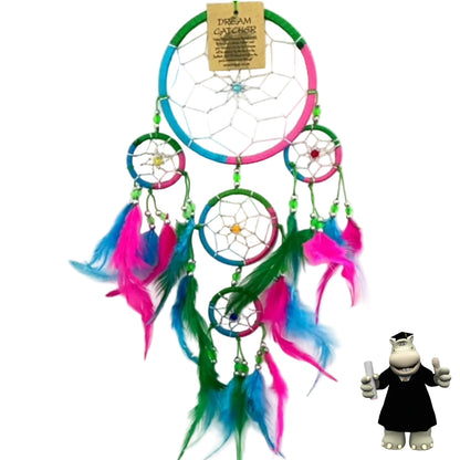 FUCHSIA PINK GREEN TURQUOISE DREAM CATCHER