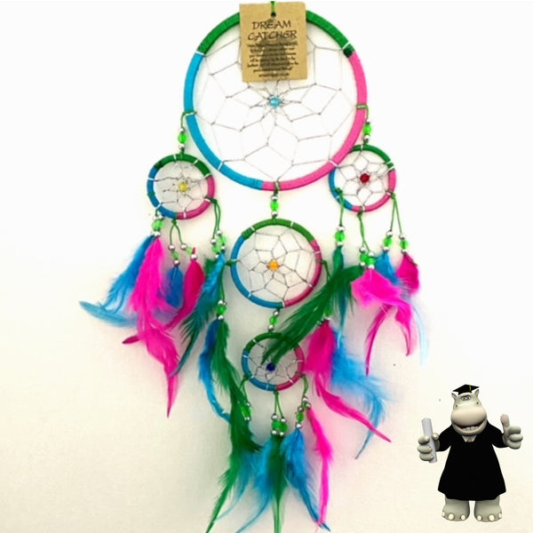 FUCHSIA PINK GREEN TURQUOISE DREAM CATCHER