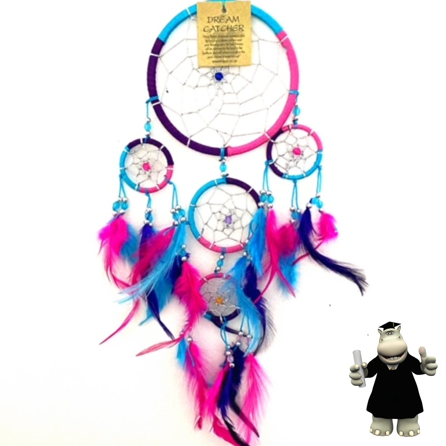 FUCHSIA PINK PURPLE TURQUOISE DREAM CATCHER