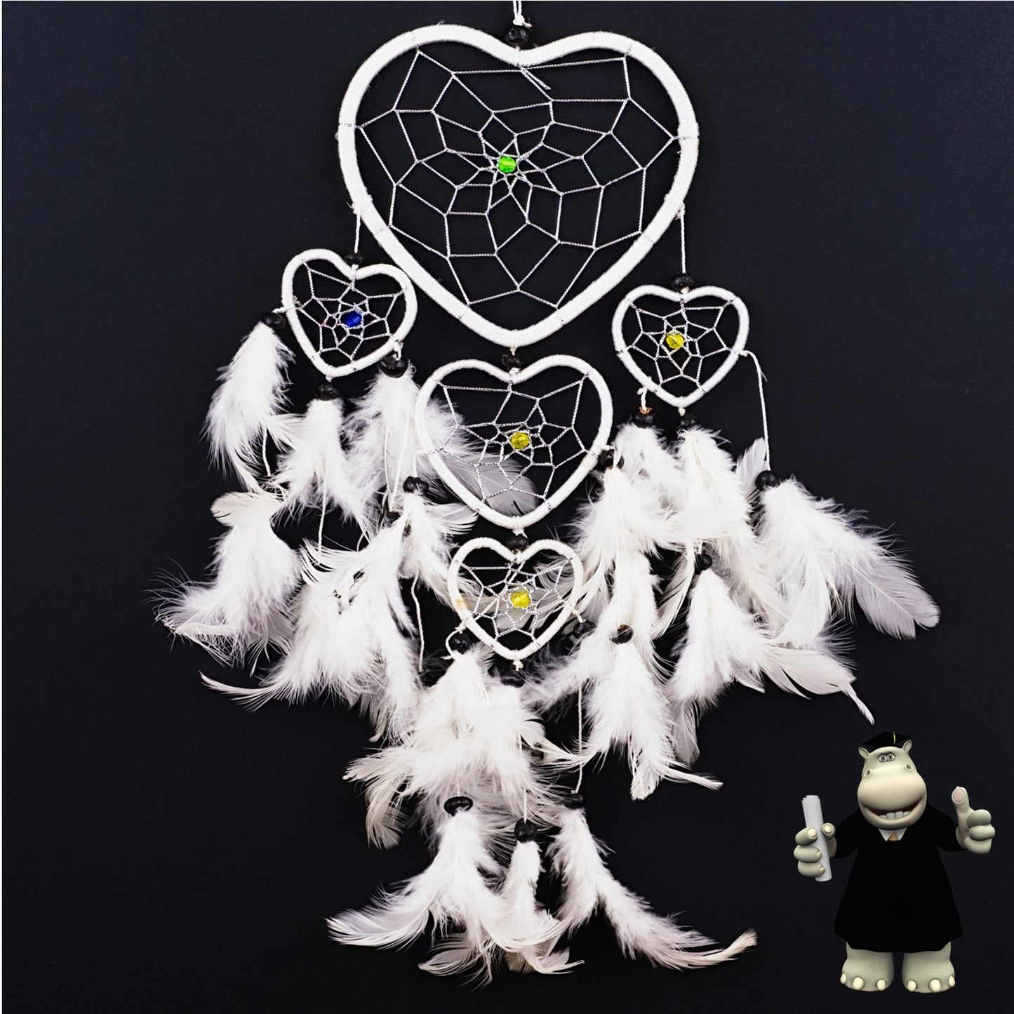 WHITE HEART SHAPED DREAM CATCHER