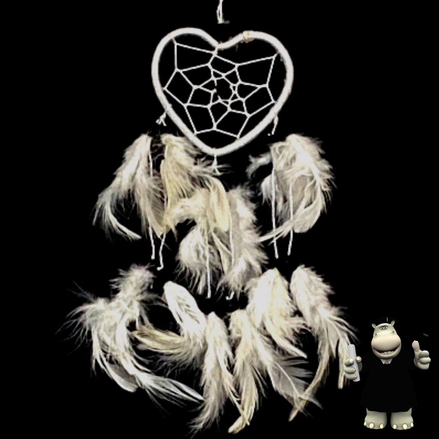 SMALL WHITE HEART SHAPED DREAM CATCHER
