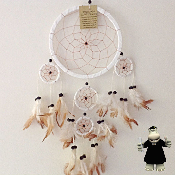 LARGE WHITE LEATHER SUEDE DREAM CATCHER
