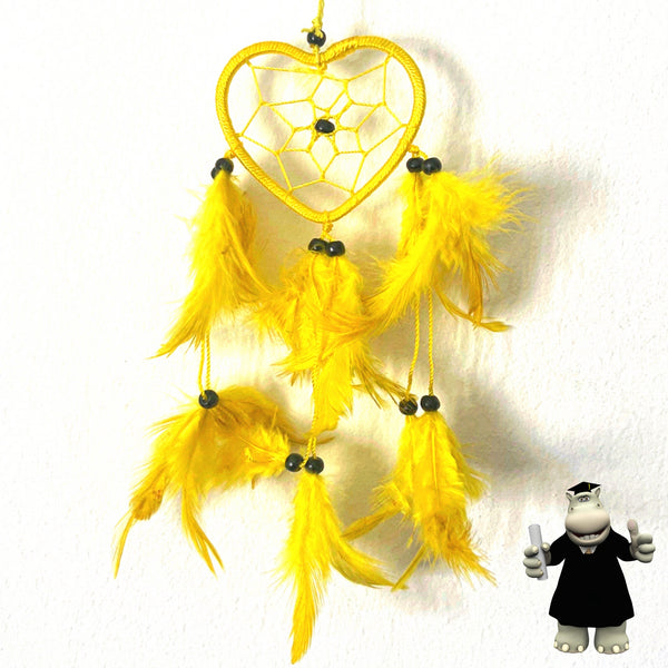SMALL YELLOW HEART DREAM CATCHER
